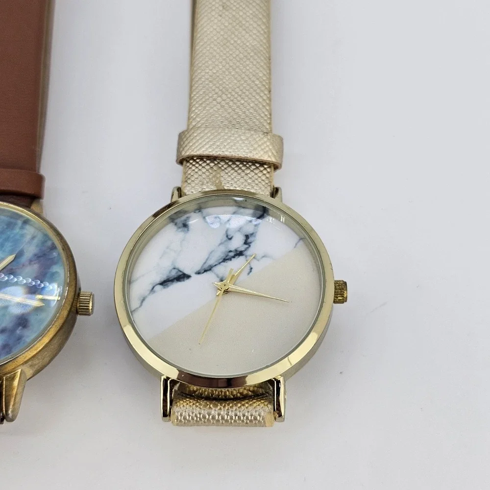 2X‎ Minimalist Women Watches 34-36MM Multicolor Dial Leather Bands NEW Battery